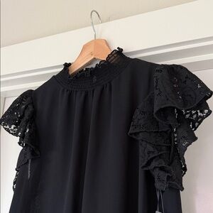 1.State NWT Elegant Black Lace Ruffle Top